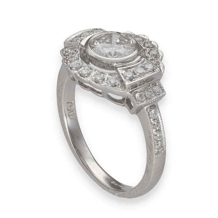 Ringstijl Art Deco witgouden diamanten 1,12 ct