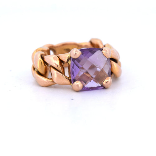 Bague 51 Bague vintage en or jaune avec améthyste 58 Facettes