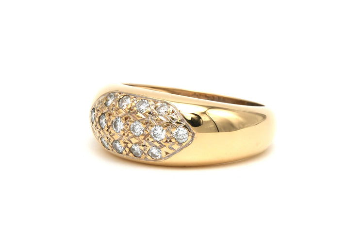 Bague 58 Bague contemporaine en or jaune 18 carats sertie de diamants 58 Facettes B503