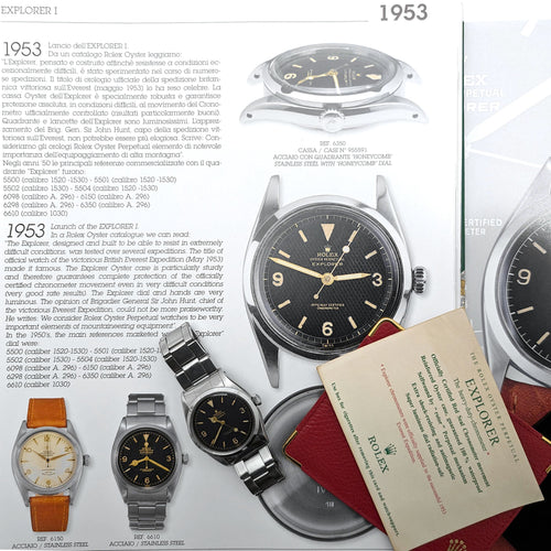 Bague Rolex Explorer 6610 Gilt Chapter Ring 1958 Stainless Steel Oyster Case Cross Crown 58 Facettes