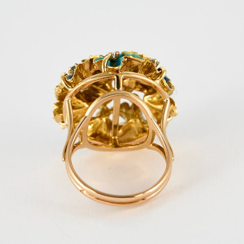 Bague 57 Bague email & diamants brillants or jaune 58 Facettes 2153715