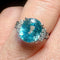 Bague 53 Bague zircon bleu naturel diamants 58 Facettes 7850 A