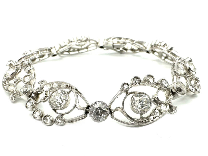 Bracelet Bracelet 19ème en platine et diamants (5.5ct) 58 Facettes