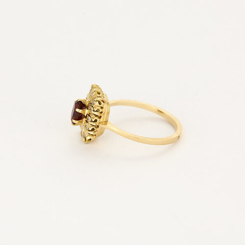 Bague 54 Bague marguerite en or jaune 18K grenat 58 Facettes PAL32243