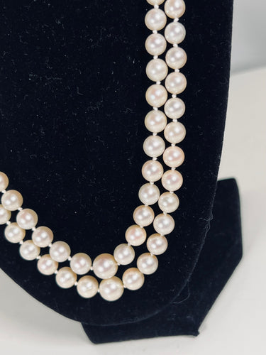 Collier Collier double rangs perles de culture AKOYA fermoir or blanc 53,5 CM 58 Facettes