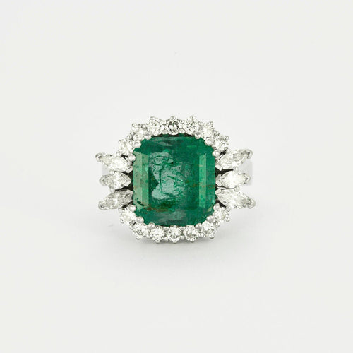 Bague 53 Bague émeraude entourage diamants 58 Facettes GU1