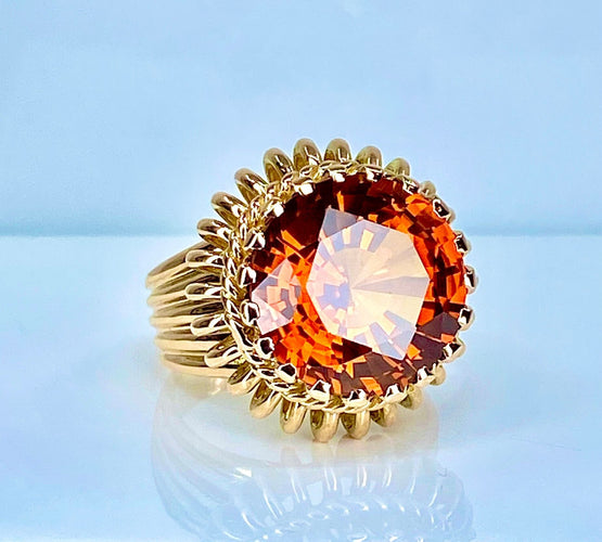 Bague 51.5 Bague en or jaune 18 carats et citrine Madère 58 Facettes AB496