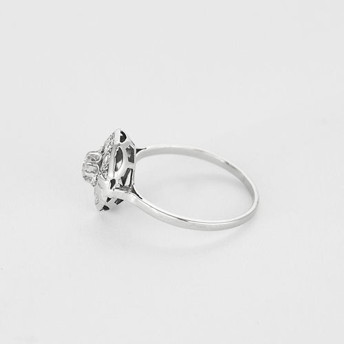 Bague 57 Bague Art Déco octogonale diamants or et platine 58 Facettes LMB-300