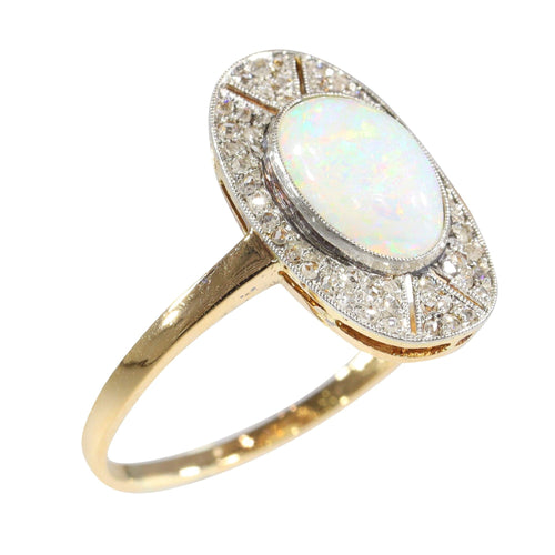 Bague 59 Échos du passé : une expérience intemporelle avec une bague en opale 58 Facettes 24332-0040