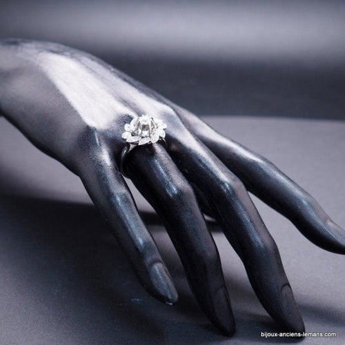 Bague 57 Bague marguerite Or blanc Diamants 58 Facettes 3907