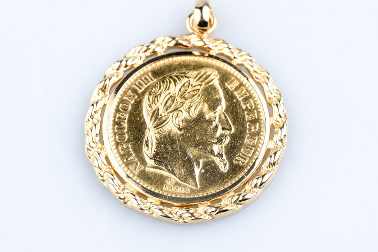Pendentif Pendentif pièce de 20 francs or – Napoléon III (1867) montée en médaillon 58 Facettes PDNAPIIICC1388-1