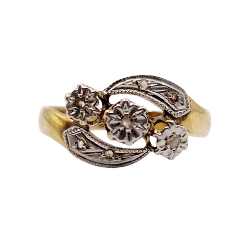 Bague 50.5 Bague or jaune, diamants taille rose (circa 1900) 58 Facettes A06375