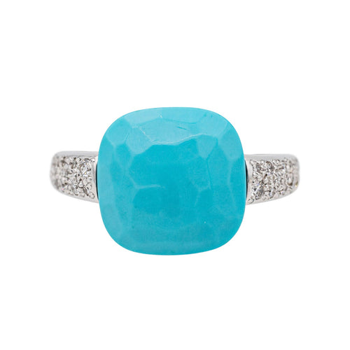 Bague 54 Pomellato Bague Capri Or blanc Turquoise, Diamant 58 Facettes 3726310CN