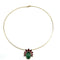 Collier Collier Ras-de-Cou en Or Jaune avec Tourmaline Verte et Grenats Rhodolites 58 Facettes