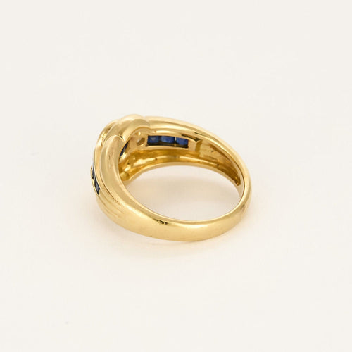 Bague 49 Bague en or jaune, saphir et diamants 58 Facettes SAI0750