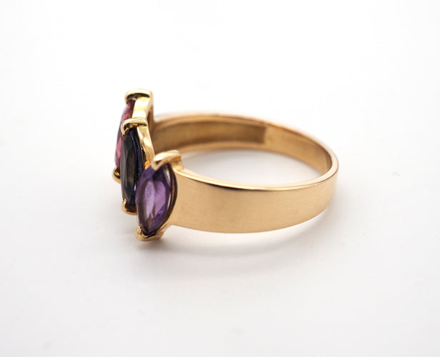 Bague 57 Bague pierres fines or jaune 58 Facettes