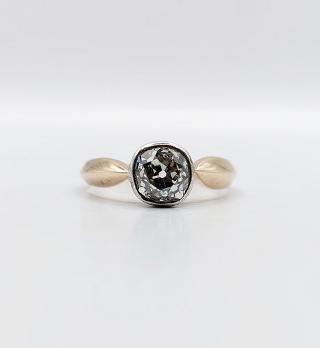 Antik ring Solitär med gammalslipad diamant i 14k guld, 1,10 karat 