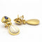 Boucles d'oreilles Earrings Mother of Pearl, sapphire, yellow gold 58 Facettes D360531FJ