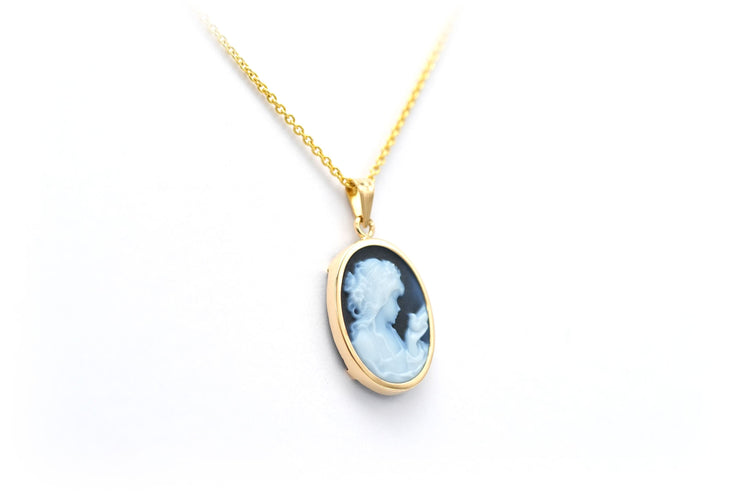 Pendentif Pendentif contemporain en or jaune 18 carats serti d'un camée agate 58 Facettes 22596