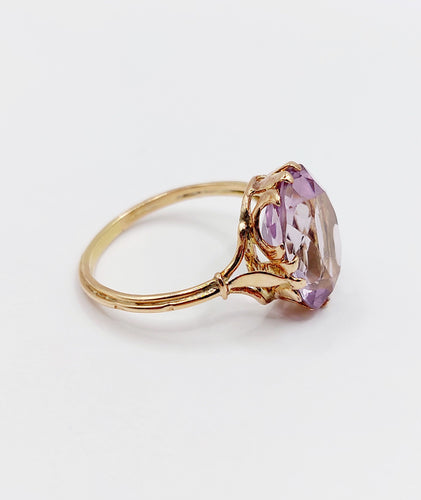 Bague 60 Bague cocktail or rose améthyste (circa 1900) 58 Facettes A05941