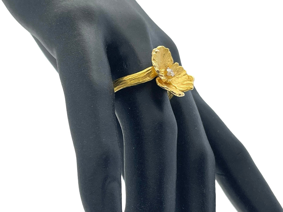 Bague 57 Bague et boucles d'oreilles fleur design en or jaune avec diamants 58 Facettes