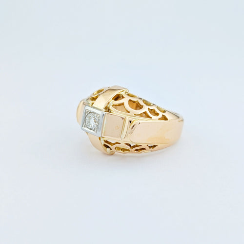 Bague 56 Bague tank ajourée en or jaune et diamant 58 Facettes 33016