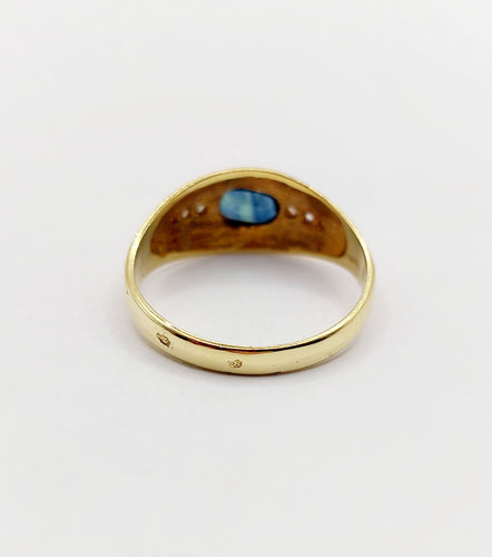 Bague 53 Bague jonc vintage or jaune, saphir et diamants 58 Facettes A06062