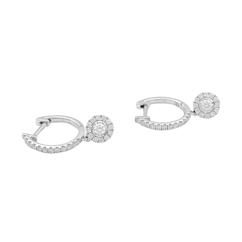 Boucles d'oreilles Paire de créoles or blanc, diamants. 58 Facettes 34636