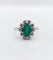 Bague 55 Bague marguerite vintage or blanc, chrysoprase et diamants 58 Facettes A05852