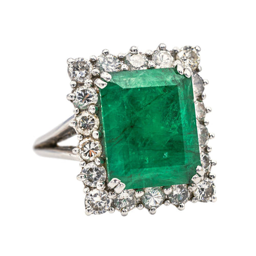 Bague 51 Bague Or blanc Emeraude, Diamant 58 Facettes 3981319RV