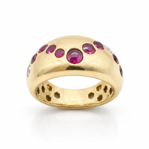 Bague 53 Bague en Or jaune Rubis et Diamants 58 Facettes