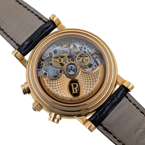 Montre Parmigiani Fleurier - Montre Toric Chronographe Date Or Rose réf. 361 Zenith El Primero 400 Cadran Guilloché Grain d'Orge Noir 58 Facettes