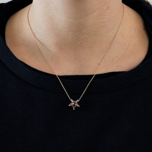 Collier Collier Selim Mouzannar Tourmaline Rose Diamants Or Rose 58 Facettes