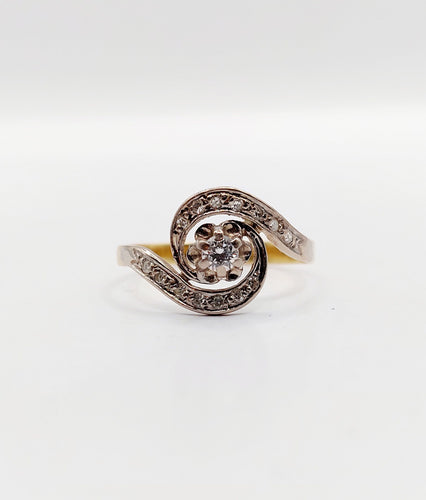 Bague 53.5 Bague tourbillon antique or 18k platine et diamants (circa 1920) 58 Facettes A06335