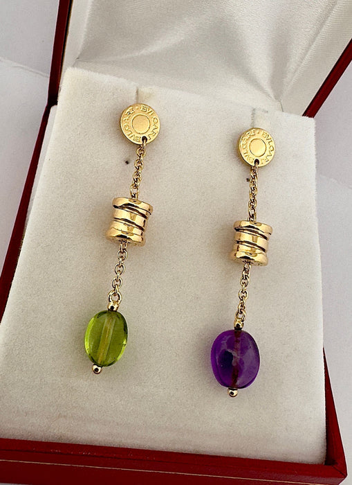 Boucles d'oreilles BULGARI - Boucles d’oreilles B.zero1 or jaune, améthyste, péridot 58 Facettes