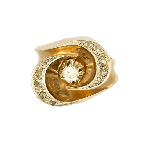 Prsten typu Tank ze zlata a diamantů 