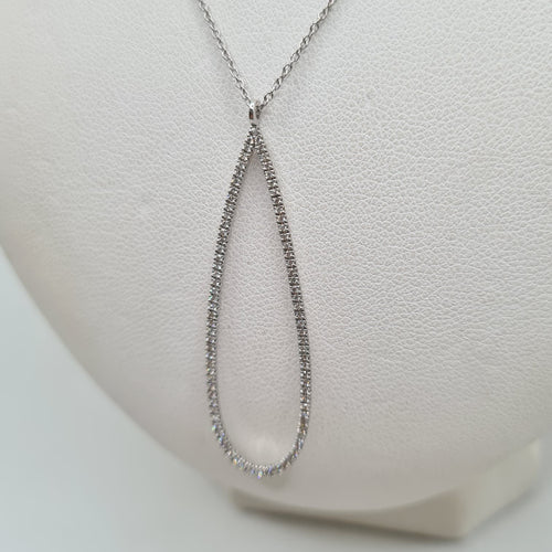 Collier Collier poire or blanc 18 carats serti de diamants naturels 58 Facettes