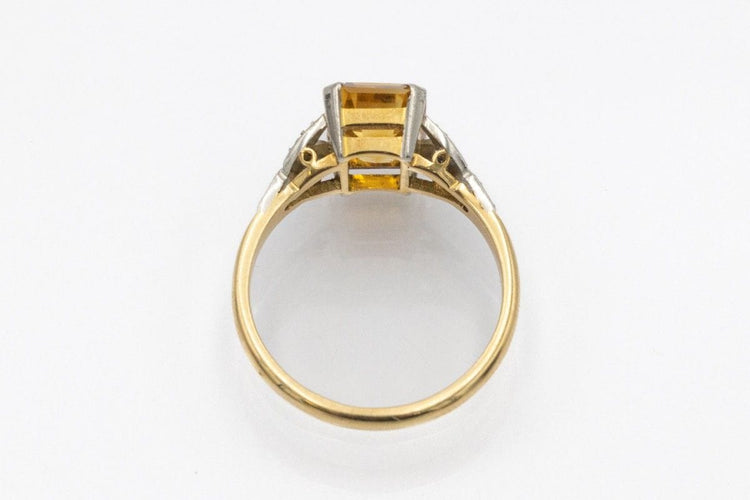 Bague Bague Art Nouveau avec citrine et diamants en or jaune 14k et platine 58 Facettes 11707