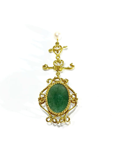 Pendentif Broche Pendentif Or, Jade et Perle 58 Facettes