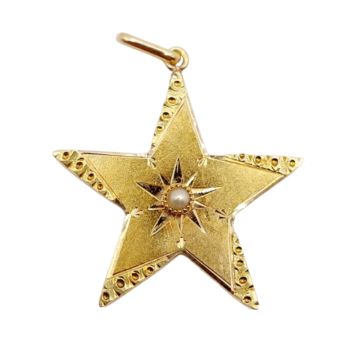 Pendentif Pendentif étoile or jaune et perle (circa 1900) 58 Facettes A06190