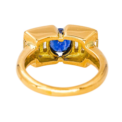 52 Bague Or jaune Saphir, Diamant 58 Facettes 4442221RV