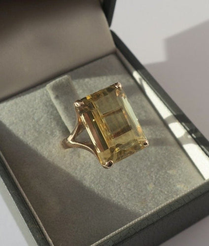 Bague 55 Bague cocktail citrine 13 carats en or rose 14 carats 58 Facettes