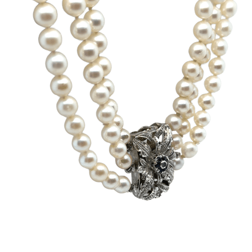Collier Vintage - Collier de perles de culture - fermoir or blanc 58 Facettes 1.0000481/2