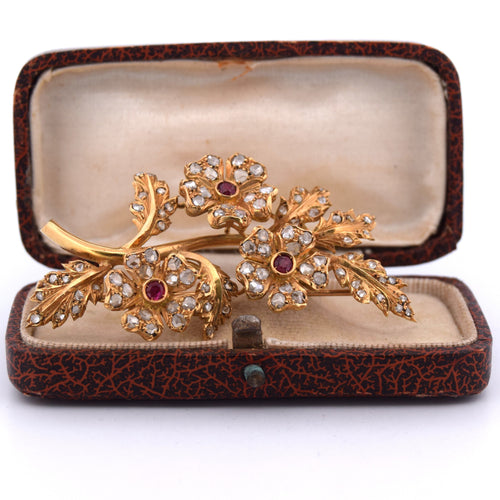 Broche Broche vintage avec rubis et diamants brillants 58 Facettes