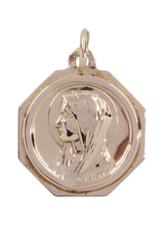 Pendentif Médaille Vierge or jaune signée P.BRANDT 58 Facettes 091221