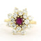 Bague 61 Bague en or jaune avec rubis et diamants taille brillant 58 Facettes