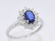 Bague 54 Bague entourage en or blanc avec saphir et diamants 58 Facettes 2272