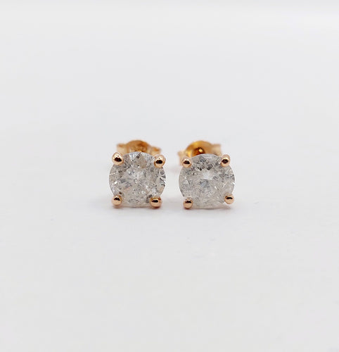 Boucles d'oreilles Puces d'oreilles vintage or rose et 2,00 carats de diamants 58 Facettes A06390