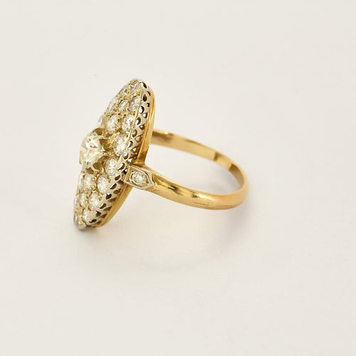 Bague 57 Bague en or jaune, blanc et diamants 58 Facettes ASN0490