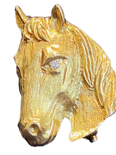 Broche Broche cheval en or jaune et diamants 58 Facettes